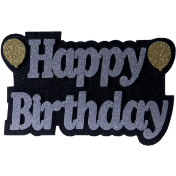 Strafor Happy Birthday Balonlu Silver Simli