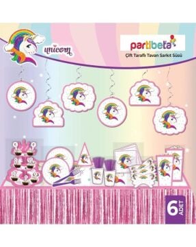 UNİCORN SPİRAL TAVAN SÜSÜ 6 LI