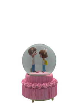 Kar Küresi Mutlu Aşıklar Pilli Işıklı Müzikli Püskürtme Motorlu Büyük Boy 15 Cm Kargo Ücretsiz