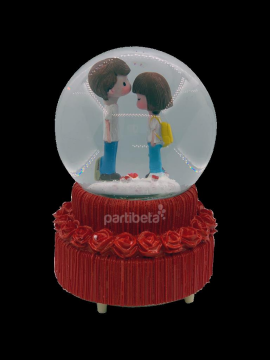 Kar Küresi Mutlu Aşıklar Pilli Işıklı Müzikli Püskürtme Motorlu Büyük Boy 15 Cm Kargo Ücretsiz