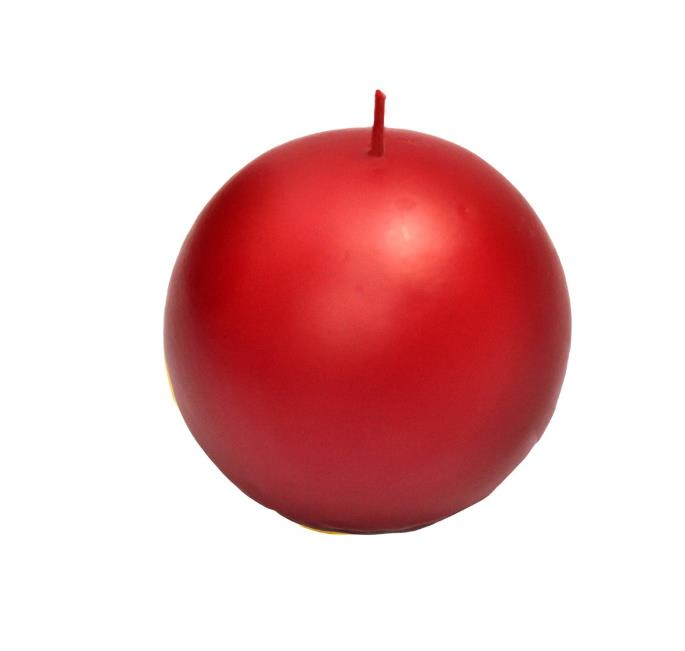 Yuvarlak Top Kırmızı Mum 8 Cm