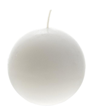 Yuvarlak Top Beyaz Mum 8 Cm