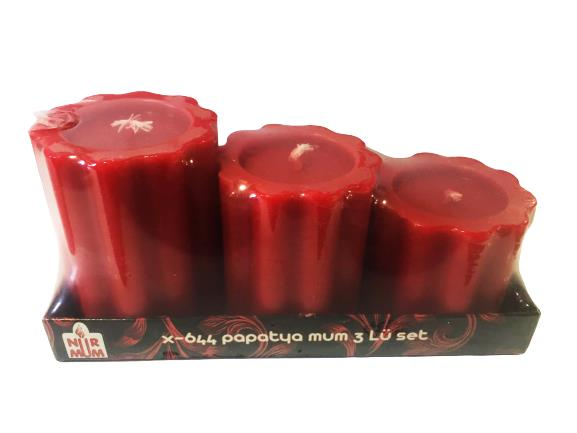 Papatya Kokulu Mum 3 Adet Kırmızı Renk