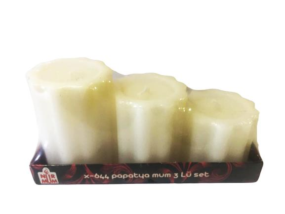 Papatya Kokulu Mum 3 Adet Beyaz Renk