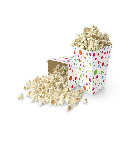 Renkli Puantiyeli Popcorn Kutusu 10 Adet