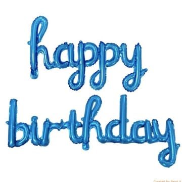 İMZA HAPPY BİRTHDAY MAVİ BALON