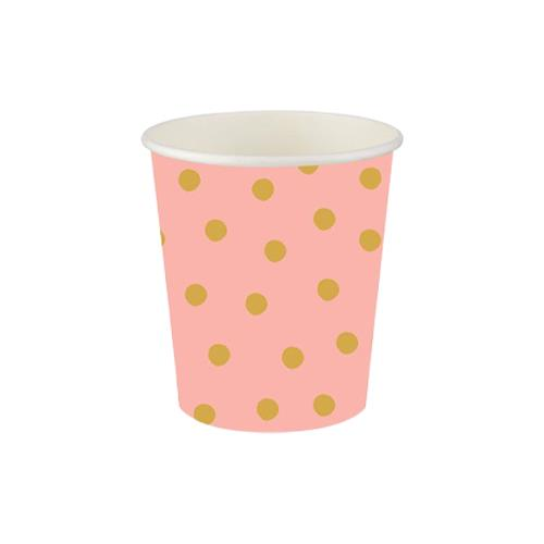 Puantiyeli Düşler Karton Bardak Somon Renk ( 8 Adet )