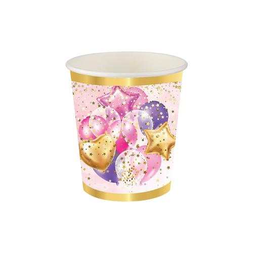 UÇAN BALONLAR PEMBE KARTON BARDAK