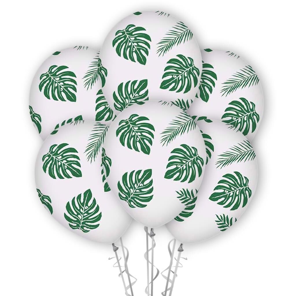 Çepeçevre Yaprak Baskılı 12'' Balon Beyaz Renk ( 100 Adet )
