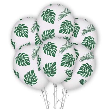 Çepeçevre Yaprak Baskılı 12'' Balon Beyaz Renk ( 100 Adet )