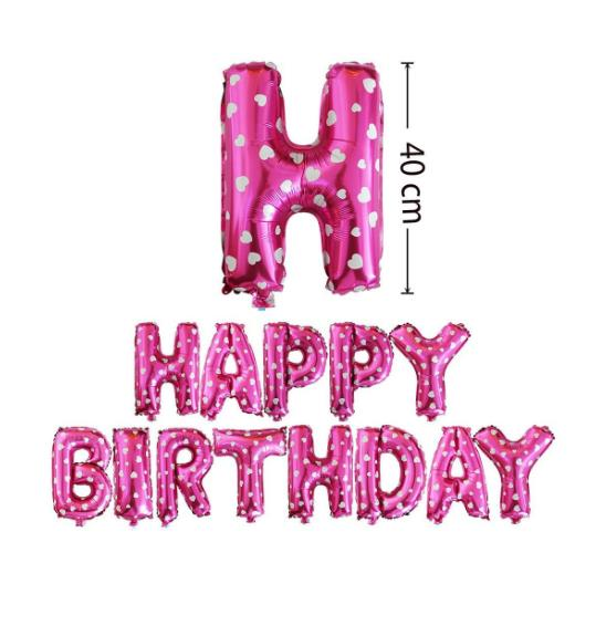 ''Happy Birthday'' Folyo Balon Set Pembe Renk 40 Cm