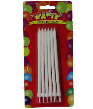 Beyaz Mum Altlıklı 12 Adet 14 Cm