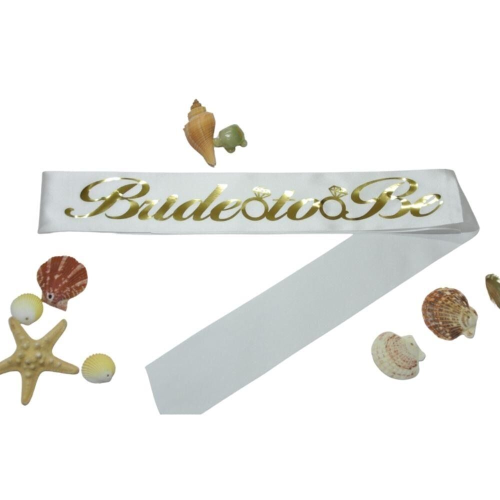 BRİDE TO BE KUŞAK BEYAZ GOLD BASKILI