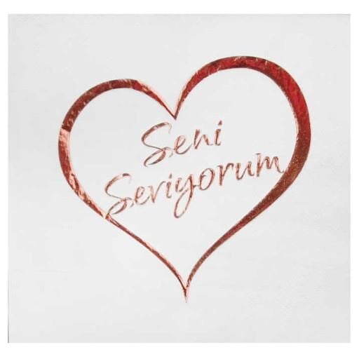KIRMIZI SENİ SEVİYORUM VARAK BASKILI KAĞIT PEÇETE