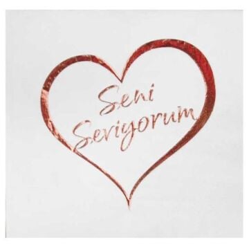 KIRMIZI SENİ SEVİYORUM VARAK BASKILI KAĞIT PEÇETE