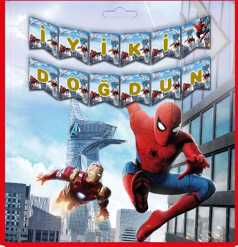SPIDERMAN BASKILI İYİ Kİ DOĞDUN BANNER