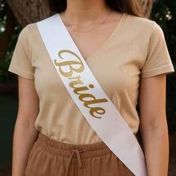 BRIDE BASKILI KUŞAK BEYAZ GOLD