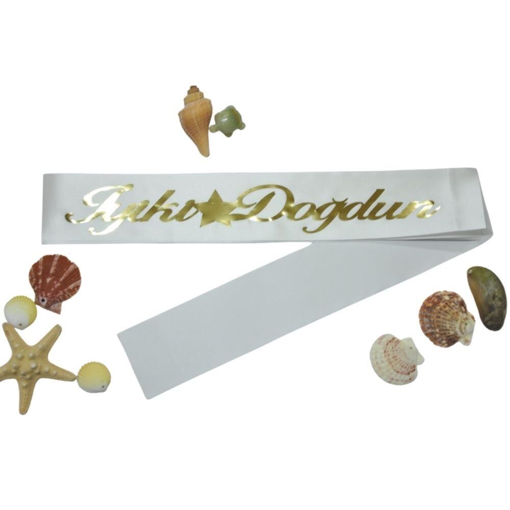 İYİ Kİ DOĞDUN BASKILI KUŞAK BEYAZ GOLD