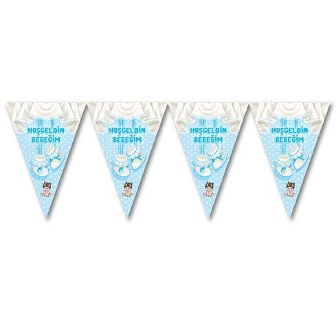 Üçgen Flama Hoşgeldin Bebebğim Mavi