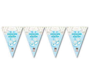 Üçgen Flama Hoşgeldin Bebebğim Mavi