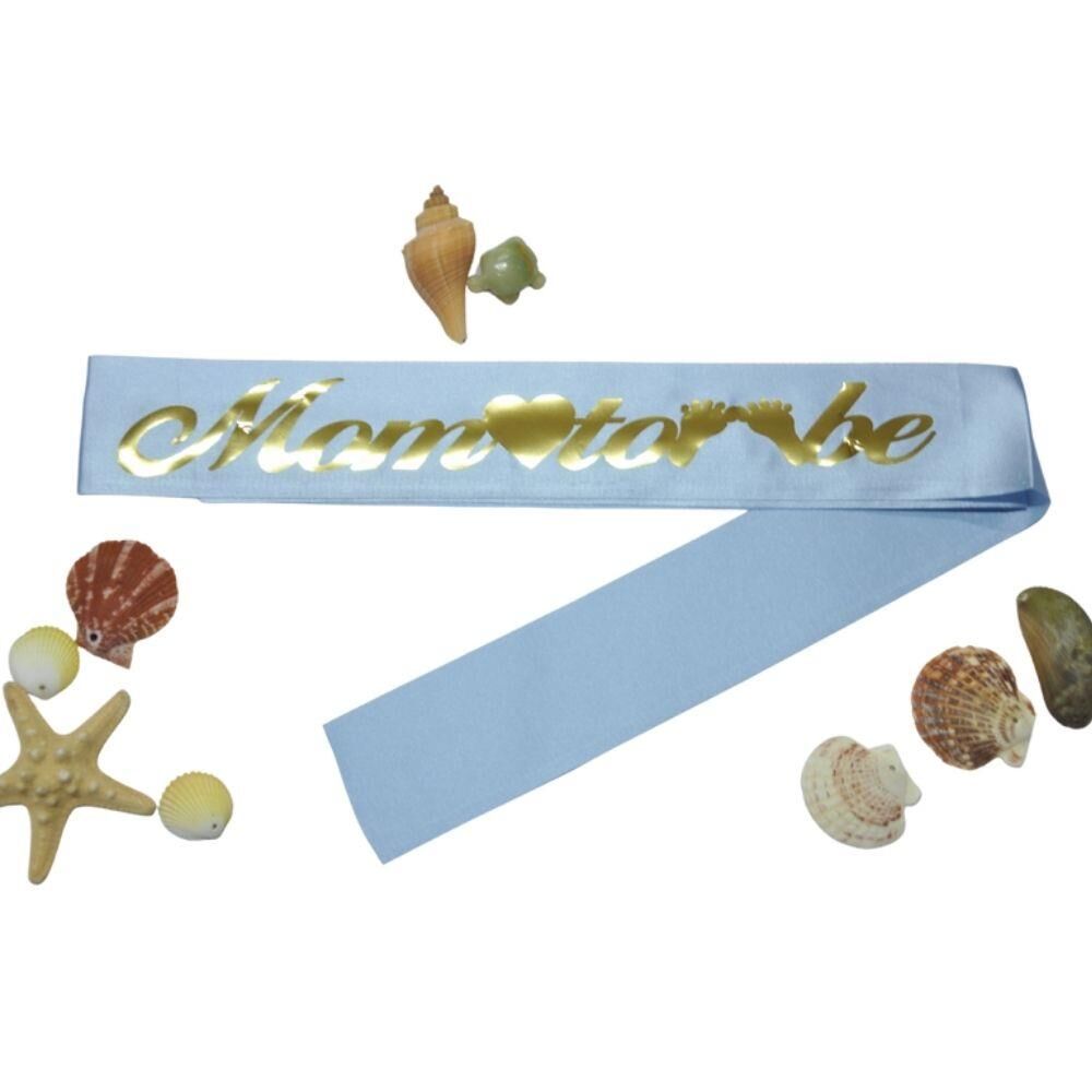 MOM TO BE BASKILI KUŞAK MAVİ GOLD