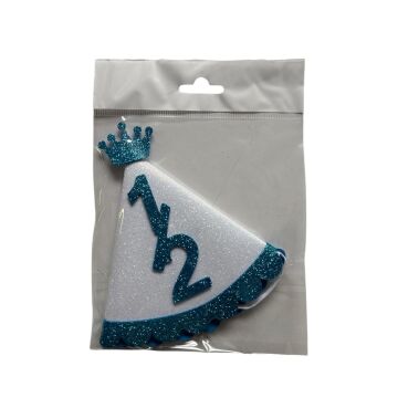 BEYAZ MAVİ YARIM YAŞ TAÇLI EVA ŞAPKA