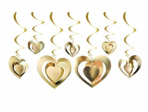 3 BOYUTLU KALP TAVAN SARKIT SÜS - GOLD