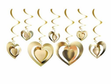 3 BOYUTLU KALP TAVAN SARKIT SÜS - GOLD