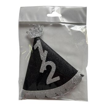 SİYAH GÜMÜŞ YARIM YAŞ TAÇLI EVA ŞAPKA