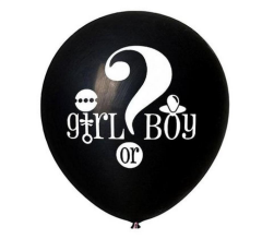 24'' SİYAH BASKILI CİNSİYET BALONU KONFETİLİ