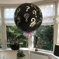 24'' SİYAH BASKILI CİNSİYET BALONU KONFETİLİ