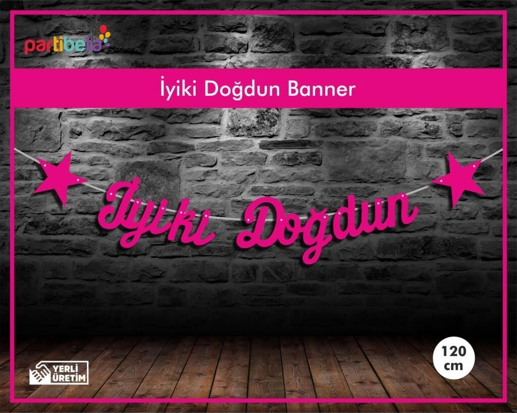 İyiki Doğdun Uzar Yazı İpe Dizilen Pembe Renk