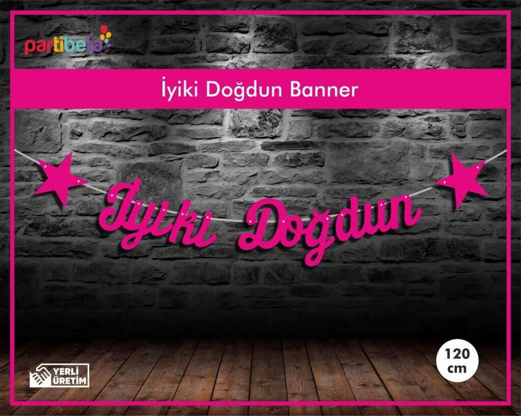 İyiki Doğdun Uzar Yazı İpe Dizilen Pembe Renk