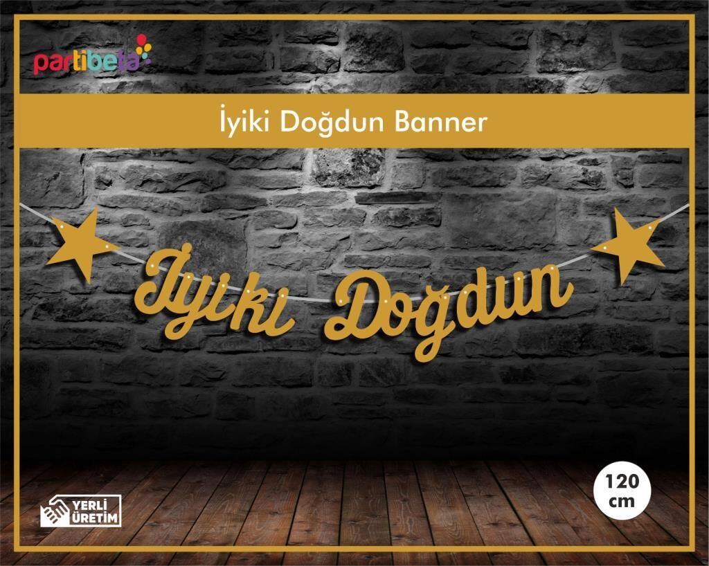 İyiki Doğdun Uzar Yazı İpe Dizilen Gold Renk