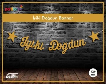 İyiki Doğdun Uzar Yazı İpe Dizilen Gold Renk