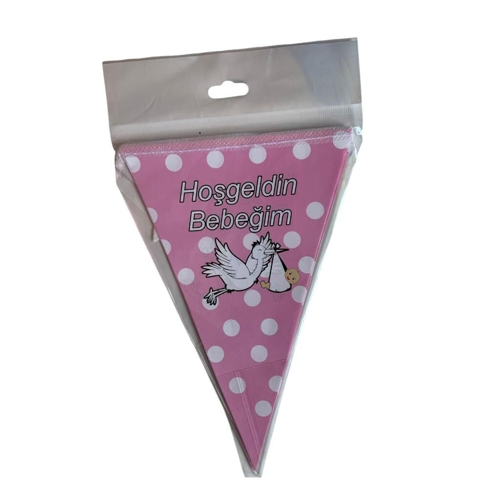 HOŞGELDİN BEBEĞİM ÜÇGEN FLAMA PEMBE