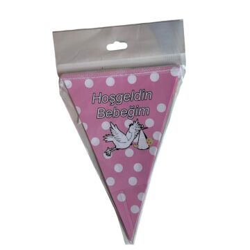 HOŞGELDİN BEBEĞİM ÜÇGEN FLAMA PEMBE