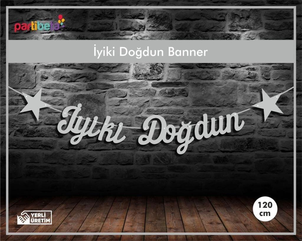 İyiki Doğdun Uzar Yazı İpe Dizilen Gümüş Renk