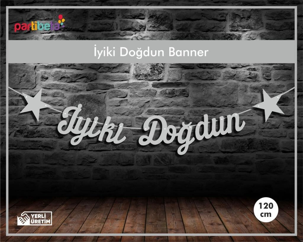 İyiki Doğdun Uzar Yazı İpe Dizilen Gümüş Renk