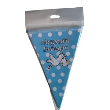 HOŞGELDİN BEBEĞİM ÜÇGEN FLAMA MAVİ