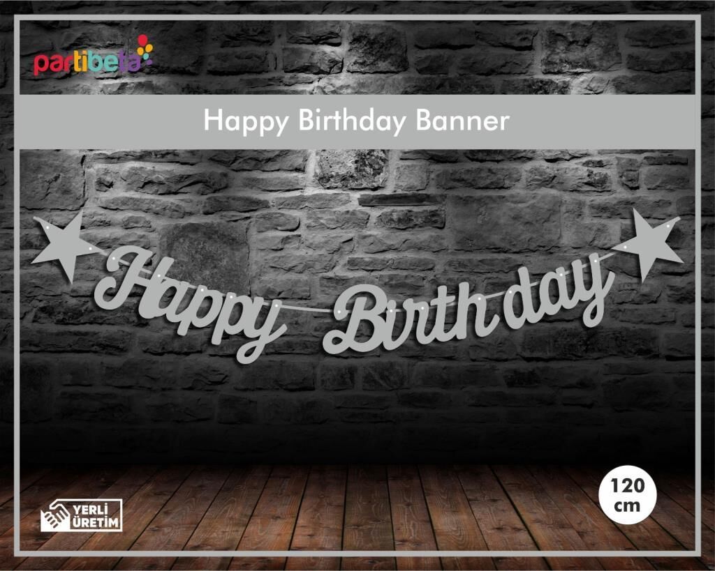 Happy Birthday Uzar Yazı İpe Dizilen Gümüş Renk