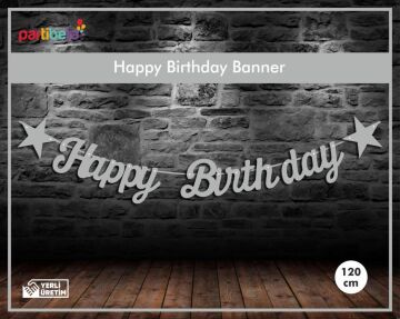 Happy Birthday Uzar Yazı İpe Dizilen Gümüş Renk