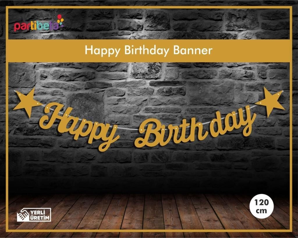 Happy Birthday Uzar Yazı İpe Dizilen Gold Renk