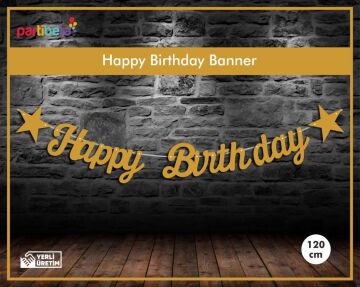 Happy Birthday Uzar Yazı İpe Dizilen Gold Renk