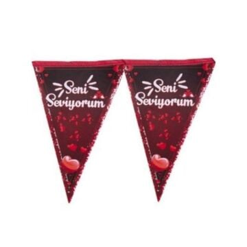 SENİ SEVİYORUM ÜÇGEN FLAMA SİYAH