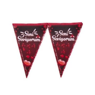 SENİ SEVİYORUM ÜÇGEN FLAMA SİYAH