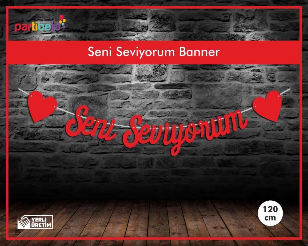 Seni Seviyorum Uzar Yazı İpe Dizilen Kırmızı Renk