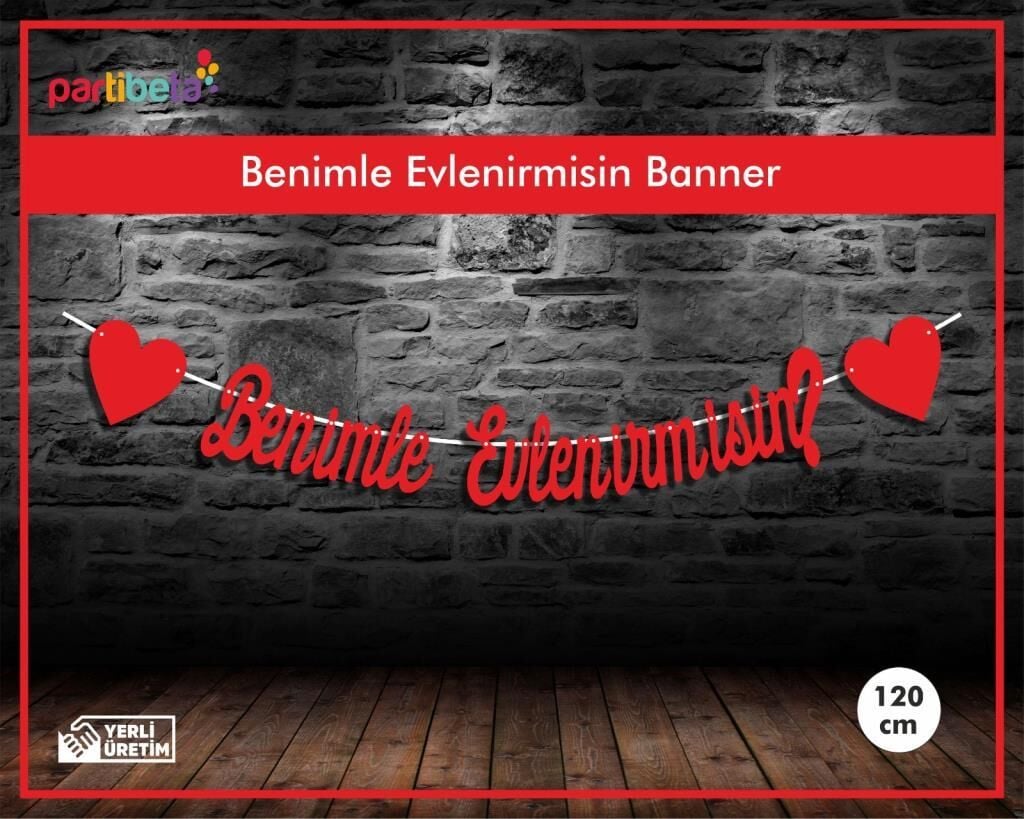 Benimle Evlenirmisin Uzar Yazı İpe Dizilen Kırmızı Renk