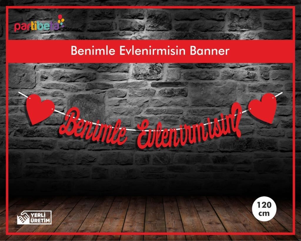 Benimle Evlenirmisin Uzar Yazı İpe Dizilen Kırmızı Renk