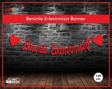 Benimle Evlenirmisin Uzar Yazı İpe Dizilen Kırmızı Renk